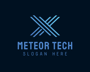 Blue Tech Letter X  logo design