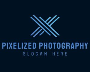 Blue Tech Letter X  logo design