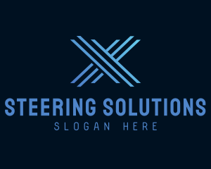 Blue Tech Letter X  logo design