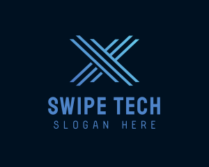 Blue Tech Letter X  logo design