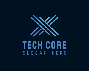 Blue Tech Letter X  logo design