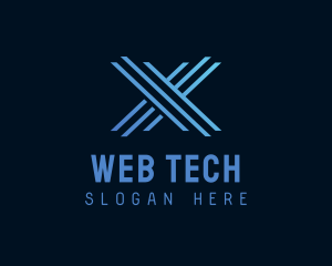 Blue Tech Letter X  logo design