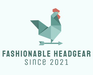 Weather Vane Rooster Origami  logo design