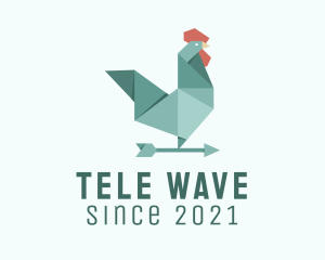 Weather Vane Rooster Origami  logo design