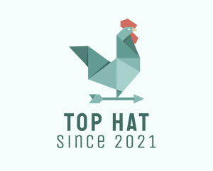 Weather Vane Rooster Origami  logo design