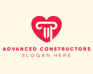 Pink Pillar Heart logo design