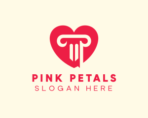 Pink Pillar Heart logo design