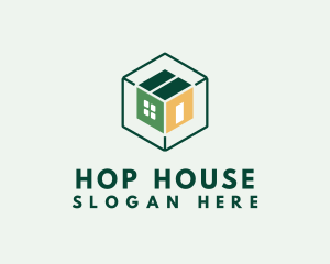 Hexagonal Box House logo design