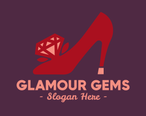 Red Diamond Shoe Heels logo design