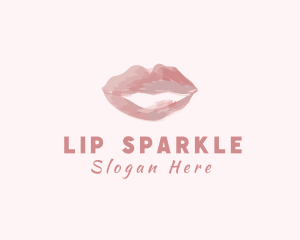 Watercolor Lips Brushstroke logo design