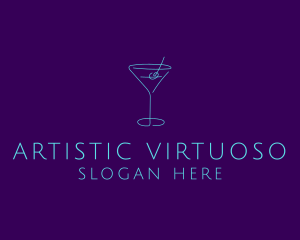 Martini Cocktail Glass logo design