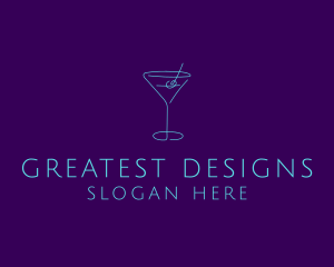 Martini Cocktail Glass logo design