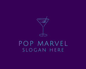 Martini Cocktail Glass logo design