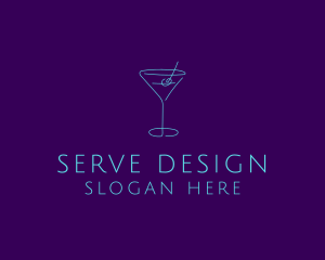 Martini Cocktail Glass logo design