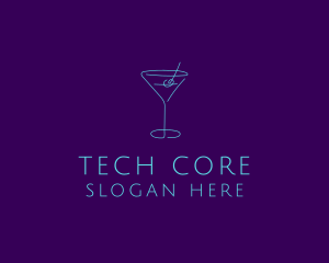 Martini Cocktail Glass logo design