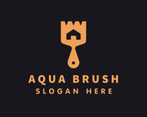 Orange House Paint Brush logo design