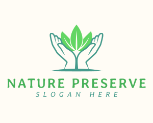 Hands Nature Leaves  logo design