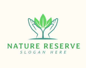 Hands Nature Leaves  logo design