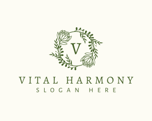 Floral Leaf Wreath logo design