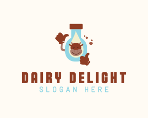 Cow Milk Bottle logo design