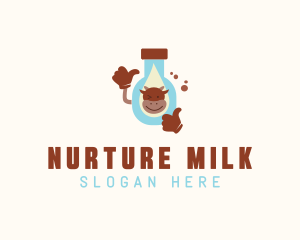 Cow Milk Bottle logo design