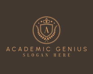 Crown Shield Wreath Academy logo design