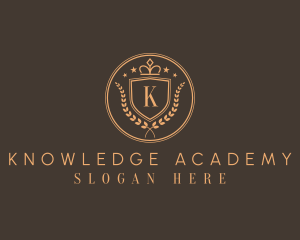 Crown Shield Wreath Academy logo design