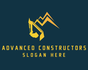 Construction Mountain Excavator logo design