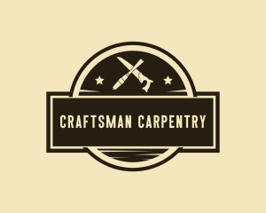 Chisel Handsaw Carpentry logo design