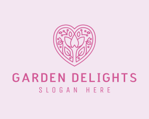 Nature Flower Heart logo design