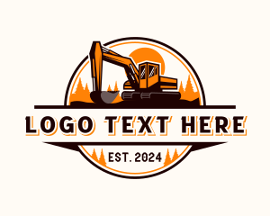 Excavator Forest Construction Logo