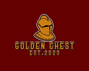 Golden Armored Knight Character logo design