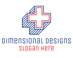 3D Lines Medical Cross  logo design