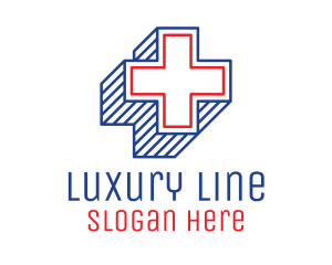 3D Lines Medical Cross  logo design