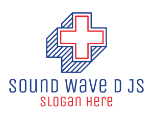 3D Lines Medical Cross  logo design