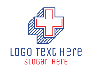 Oncology - 3D Lines Medical Cross logo design