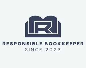 Blue Book Letter R logo design