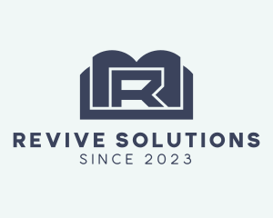 Blue Book Letter R logo design