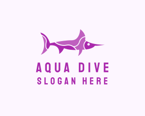 Purple Swordfish Aquarium logo design