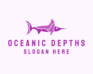 Purple Swordfish Aquarium logo design