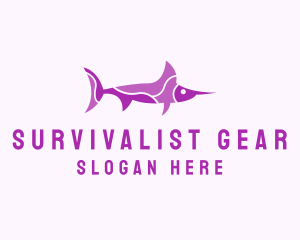 Purple Swordfish Aquarium logo design