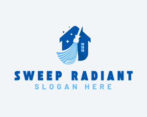 Broom Housekeeping Cleaning logo design