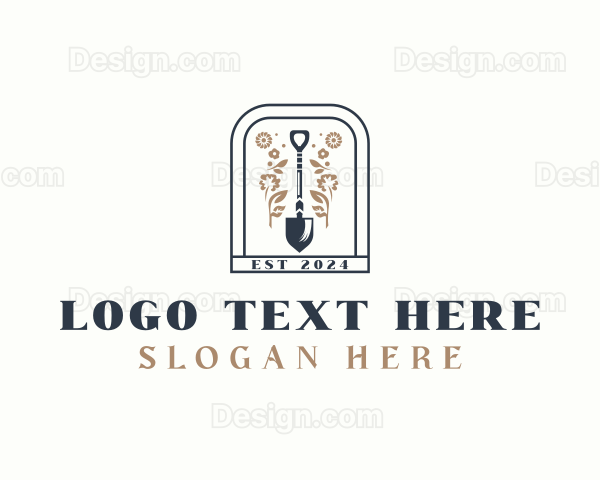 Shovel Floral Garden Logo