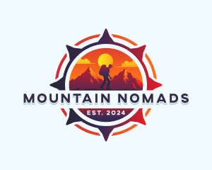 Hiking Voyage Compass Mountain  logo design