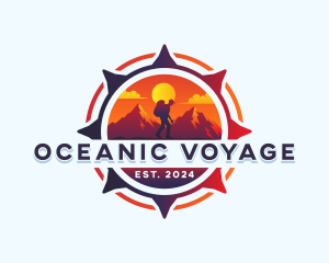 Hiking Voyage Compass Mountain  logo design