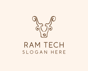 Minimalist Ornate Ram logo