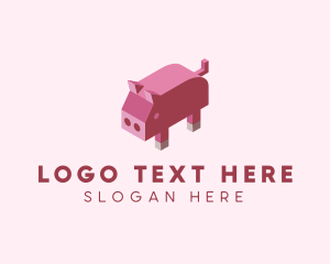 Isometric Animal Pig logo