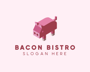 Isometric Animal Pig logo