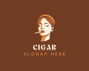 Woman Smoking Cigarette logo design