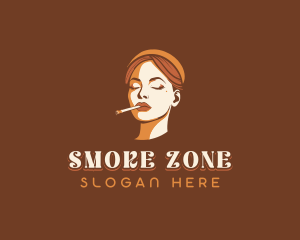 Woman Smoking Cigarette logo design